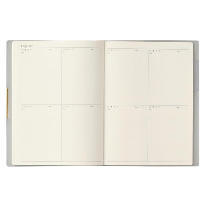 NOLTY 2026 Ecri Plus 8 Weekly Planner - B6 with a blank Log List template, featuring neat boxes for organizing tasks, notes, and events.