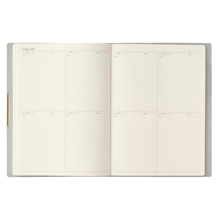 NOLTY 2026 Ecri Plus 8 Weekly Planner - B6 with a blank Log List template, featuring neat boxes for organizing tasks, notes, and events.