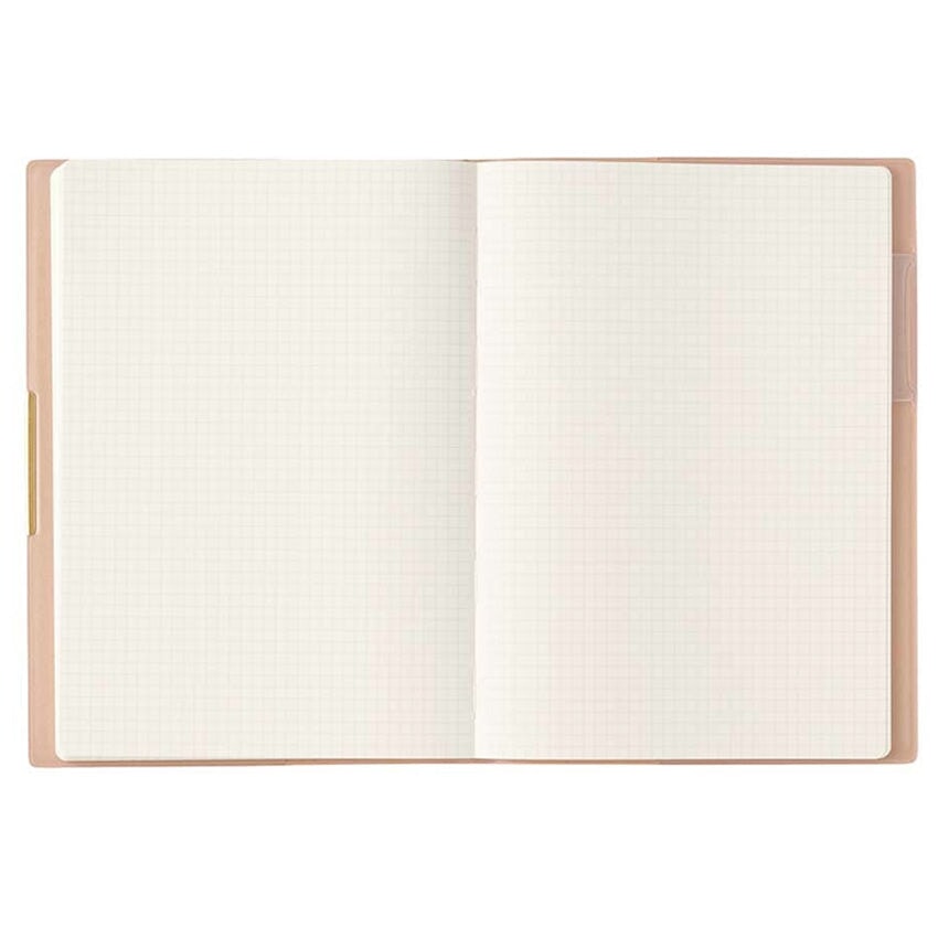 2026 Ecri Plus Memo - B6 with light-cream grid pages, tan cover; a fountain pen friendly planner by NOLTY, renowned for quality craftsmanship, made in Japan.