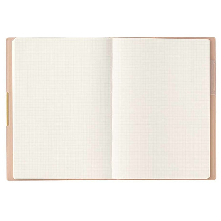 2026 Ecri Plus Memo - B6 with light-cream grid pages, tan cover; a fountain pen friendly planner by NOLTY, renowned for quality craftsmanship, made in Japan.