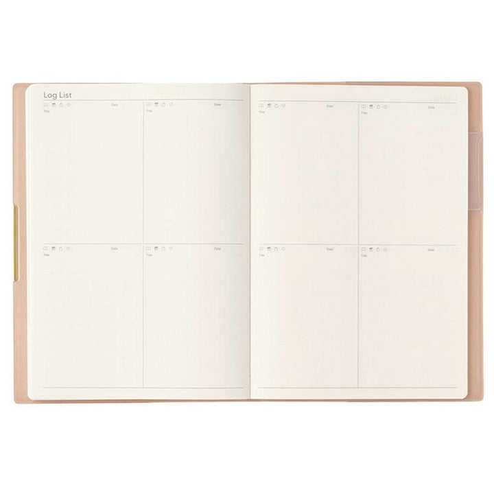 2026 Ecri Plus Memo Planner - B6: Open spread with six log entry boxes, ready for notes. Quality Japanese craftsmanship, ideal for fountain pen use.