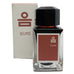 Eum (Scarlet) - 18ml fountain-pen ink by 3Oysters, showcased in a square glass bottle with a black cap, alongside its rust-red labeled box.