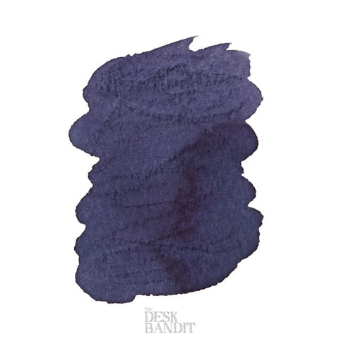 Iroshizuku Ink - Fuyu Syogun (2ml) sample on white paper, featuring a deep purple-blue swatch, with “The Desk Bandit” watermark visible.
