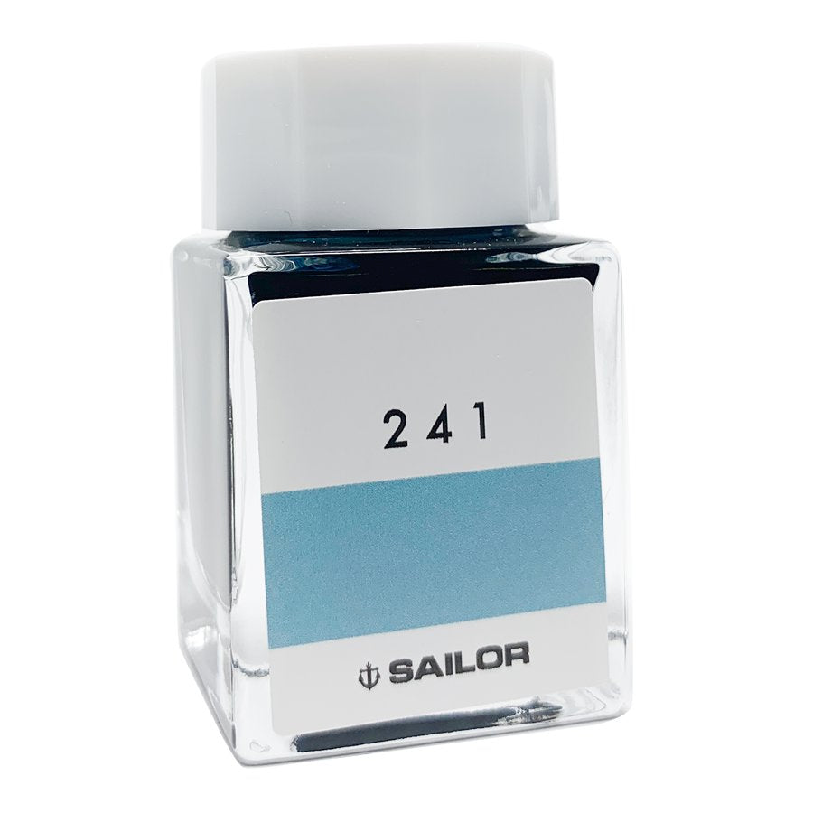 Ink Studio #241- 2ml: A square glass bottle with a white cap, featuring Sailor branding and a pale blue ink swatch on the label.