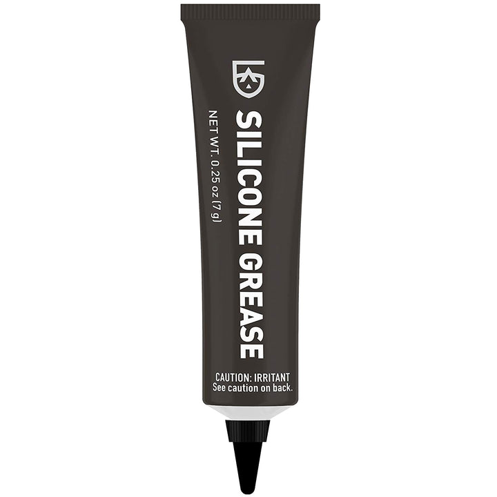 Silicone Grease - 7g tube from Gear Aid, labeled for pen maintenance, protects O-rings from drying. Caution noted on packaging.