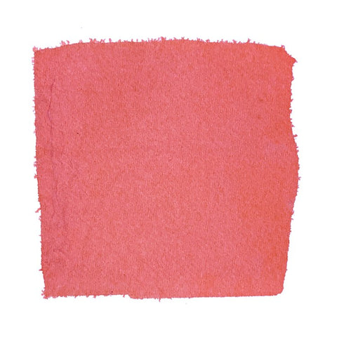 Georgia Peach - 2ml ink swatch in solid coral-red, with irregular edges, highlighting Noodler's Ink's dye-based, highlighter-suitable, fluorescent color against a white background.