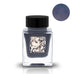 Ghost Flower - 30ml: Square glass bottle of smoky gray-blue ink, featuring a decorative anime-style label with floral motifs and black faceted cap.