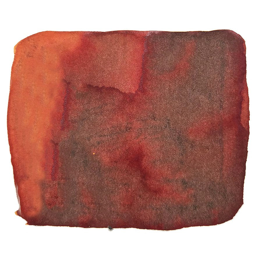 Ginkgo Tree - 2ml sample: A rectangular swatch of watercolor-like ink in deep rust-red to brownish tones, showcasing Colorverse's plant-based, dye-based ink.