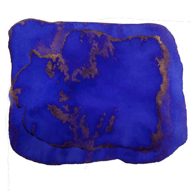 GoGo - 2ml ink sample: a vivid blue blot with metallic sheen, showcasing the Robert Oster ink's vibrant expression for testing color and flow.