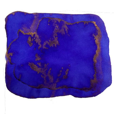 GoGo - 2ml ink sample: a vivid blue blot with metallic sheen, showcasing the Robert Oster ink's vibrant expression for testing color and flow.