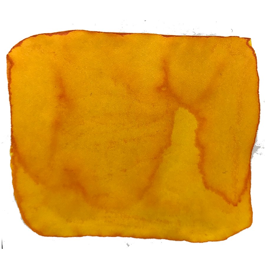 Ginkgo Tree and Golden Leaves - 2ml Each Set shows an abstract orange-yellow watercolor swatch, showcasing the ink&