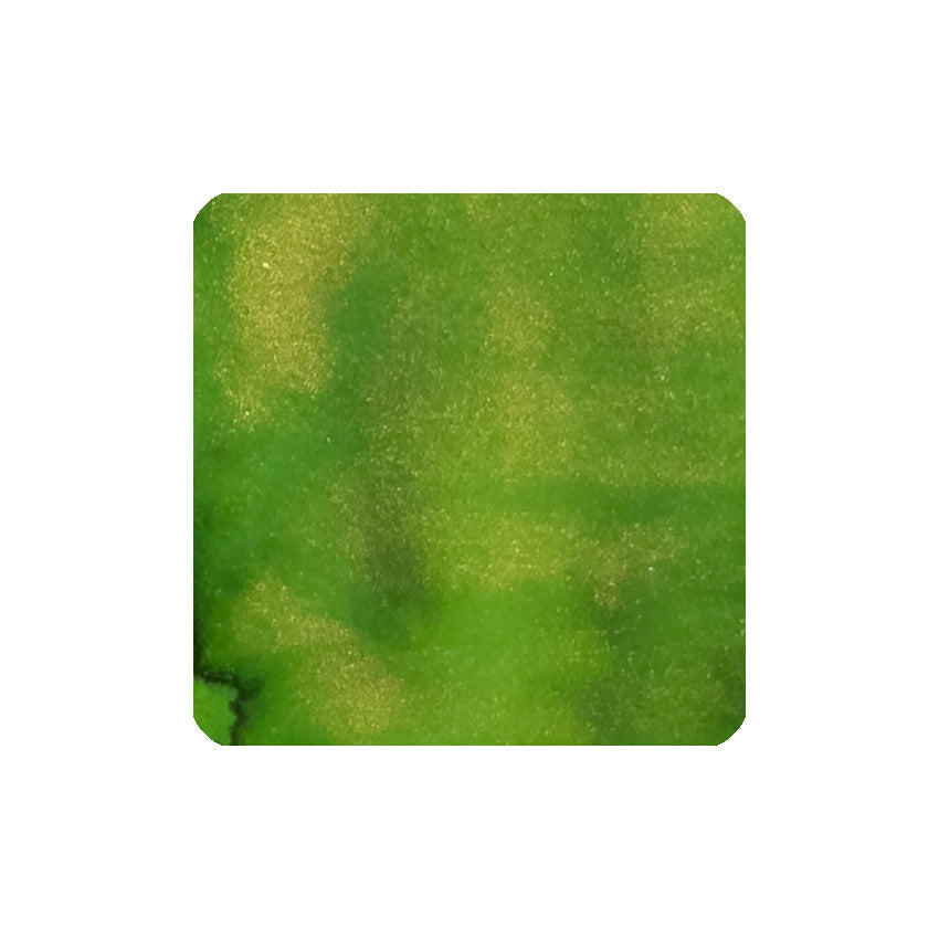 Golden Oasis (Shimmer) - 50ml: Green shimmer fountain pen ink with gold flecks, crafted by Diamine, ideal for vintage pens. Acid-free, vegan-friendly.