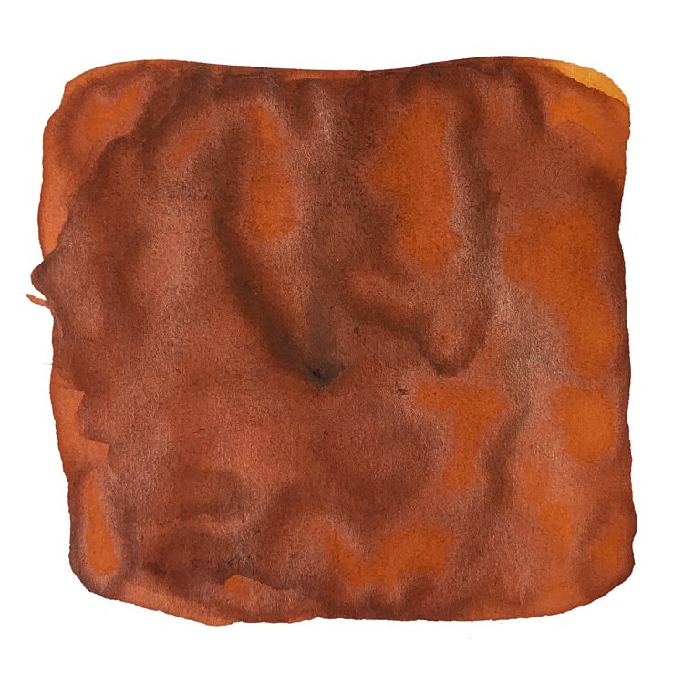 Halloween Orange LE - 20ml: Abstract watercolor swatch in rust-orange and reddish-brown, representing Krishna Inks&