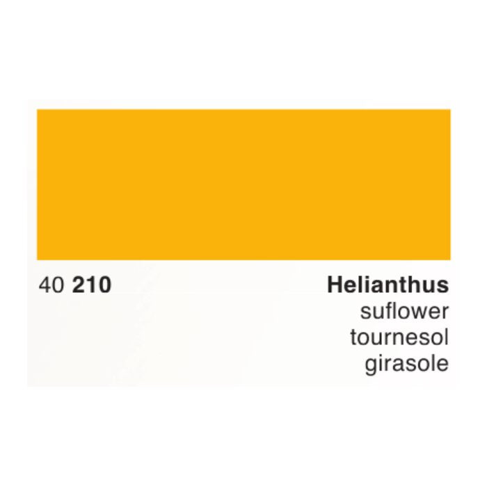Helianthus - 50ml swatch, featuring a golden-yellow hue with the code 40 210, named in various languages: sunflower, tournesol, girasole.