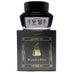 Bungubox Imperial Purple - 2ml fountain pen ink bottle atop its elegant black-and-gold box, showcasing the brand's dedication to writing pleasures.