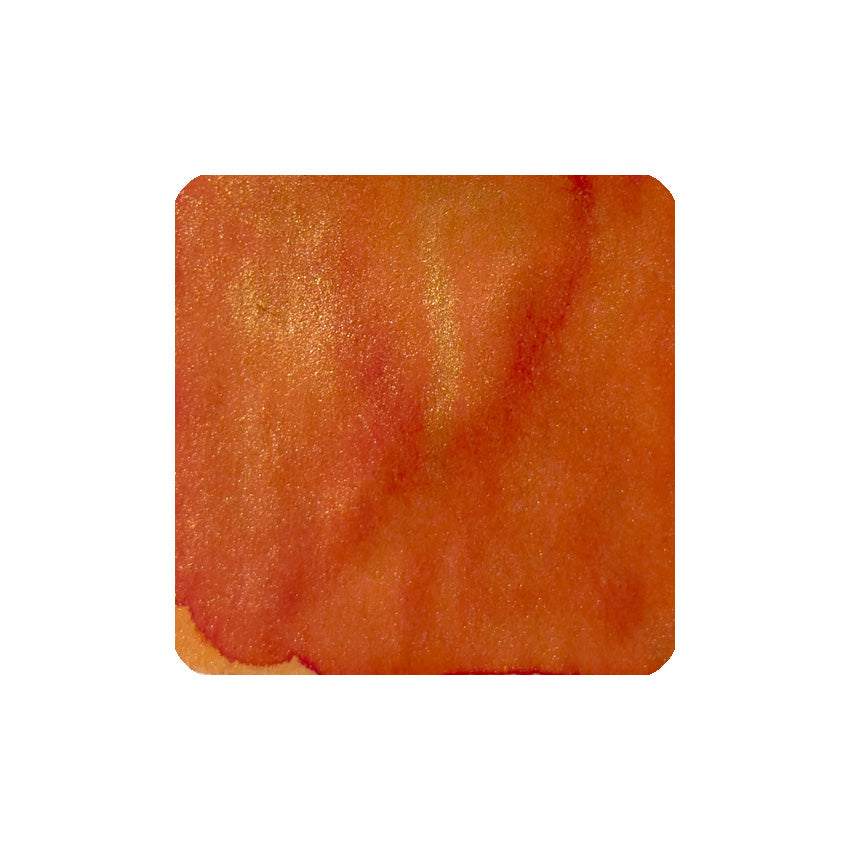 Inferno Orange (Shimmer) - 50ml bottle of Diamine fountain pen ink, showcasing an abstract orange wash, ideal for vintage pens and writing enthusiasts.