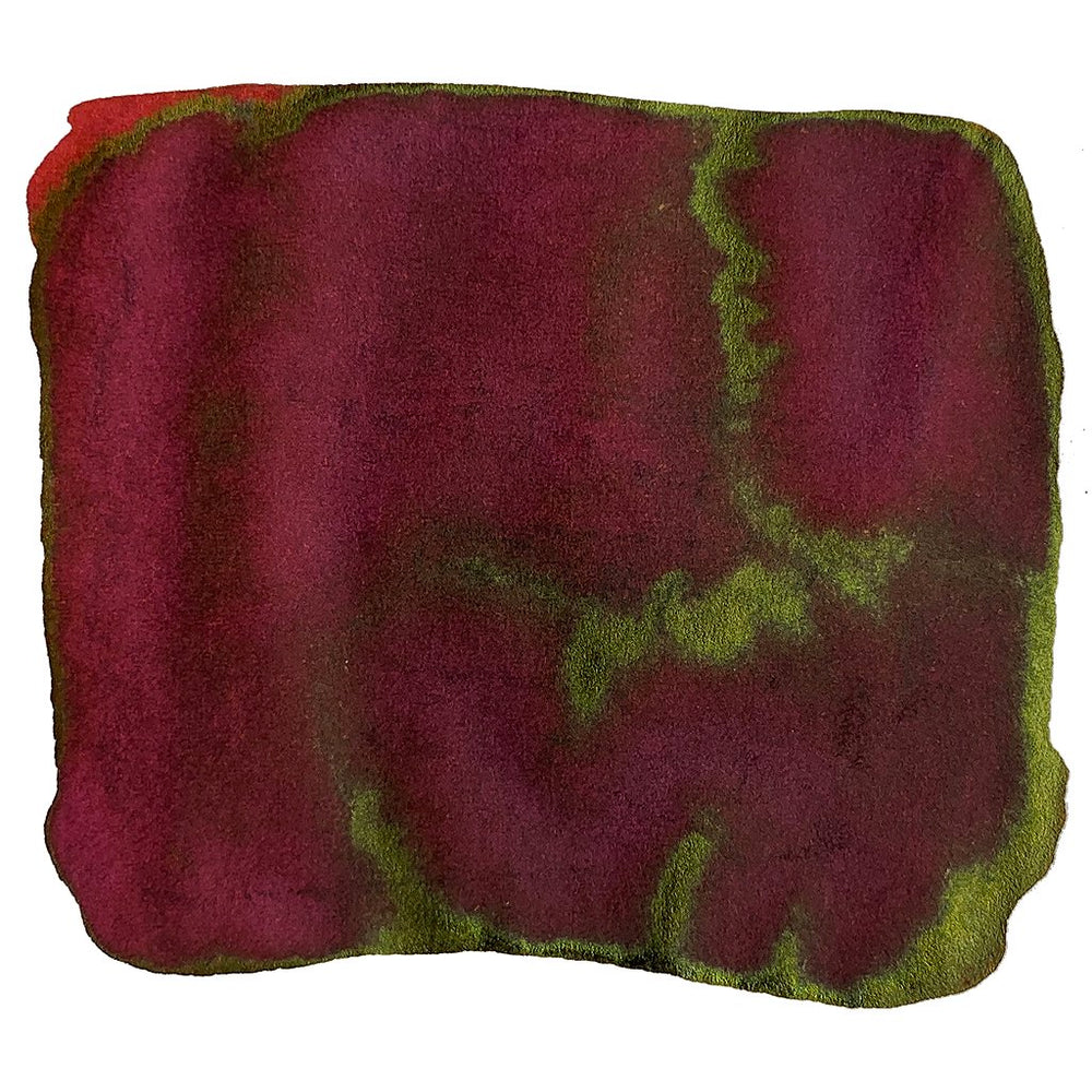 Ink of Naotora - 50ml: Deep burgundy ink swatch with metallic olive-green sheen, highlighting Bungubox's exclusive dye-based fountain pen ink collaboration with Sailor Japan.