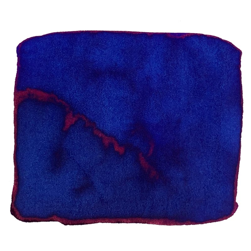 Jelly Bean Blue - 85ml ink features a deep blue swatch with a red border, resembling watercolor blending, highlighting Ferris Wheel Press's attention to detail.