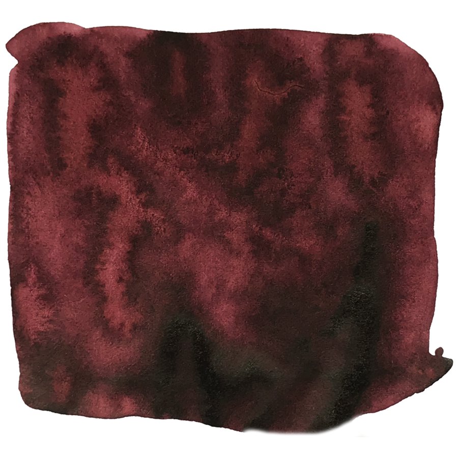 SketchINK - Jule (2ml) swatch shows a textured, marbled burgundy field, ideal for fountain pens and painting with waterproof, pigment-based ink from Rohrer & Klingner.