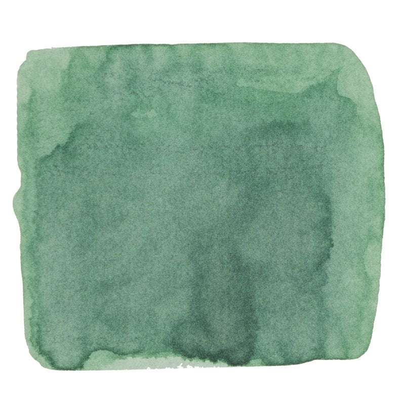Kagawa (Peaceful Time) - 2ml ink sample; a soft, textured green watercolor swatch by Tono & Lims, showcasing subtle variations in tone and saturation.
