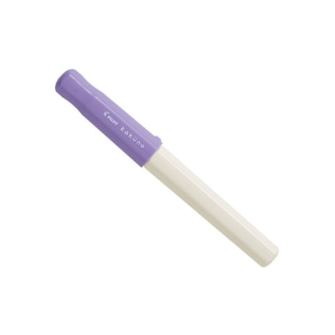 Pilot Kakuno - Soft Violet - Medium fountain pen with a lavender cap and off-white barrel, featuring a durable stainless steel nib for starter writers.