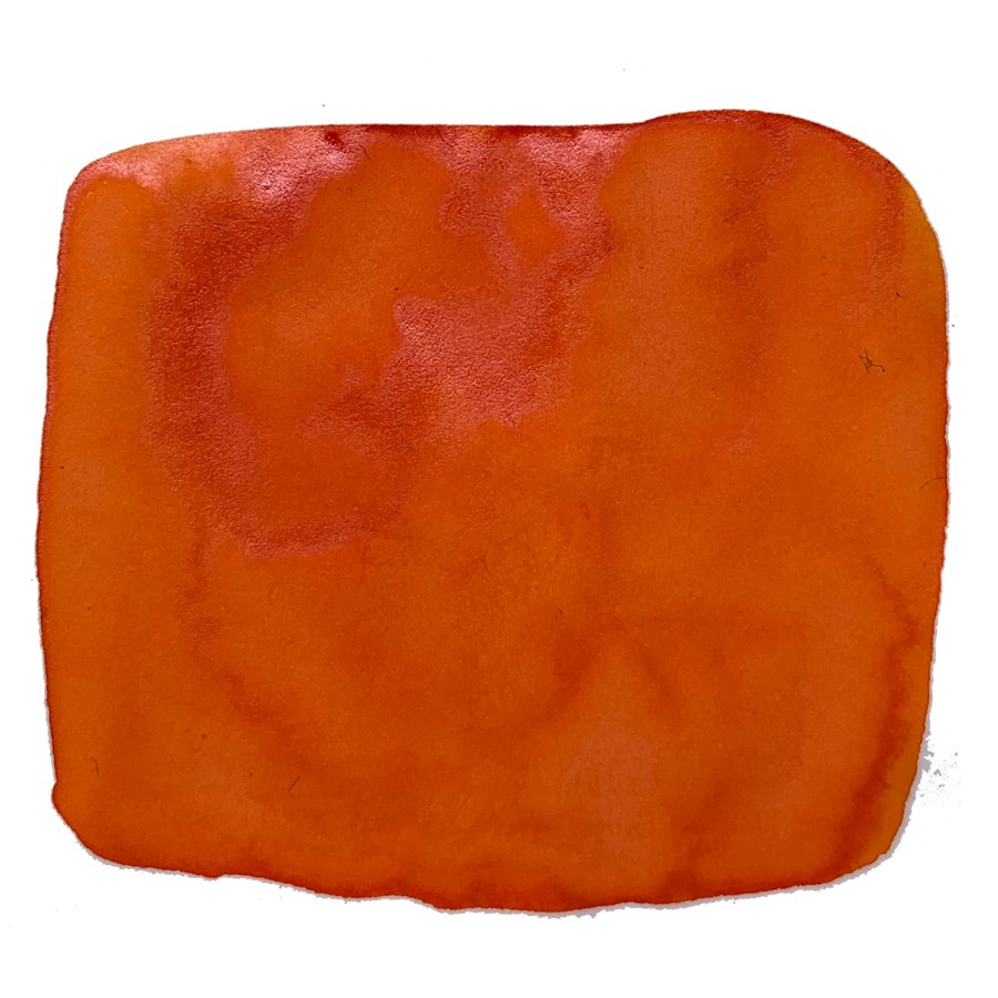 Shikiori Kin-mokusei - 20ml ink swatch displays a vibrant orange hue with subtle tonal variations, representing Sailor's Four Seasons Series inspired by seasonal changes.