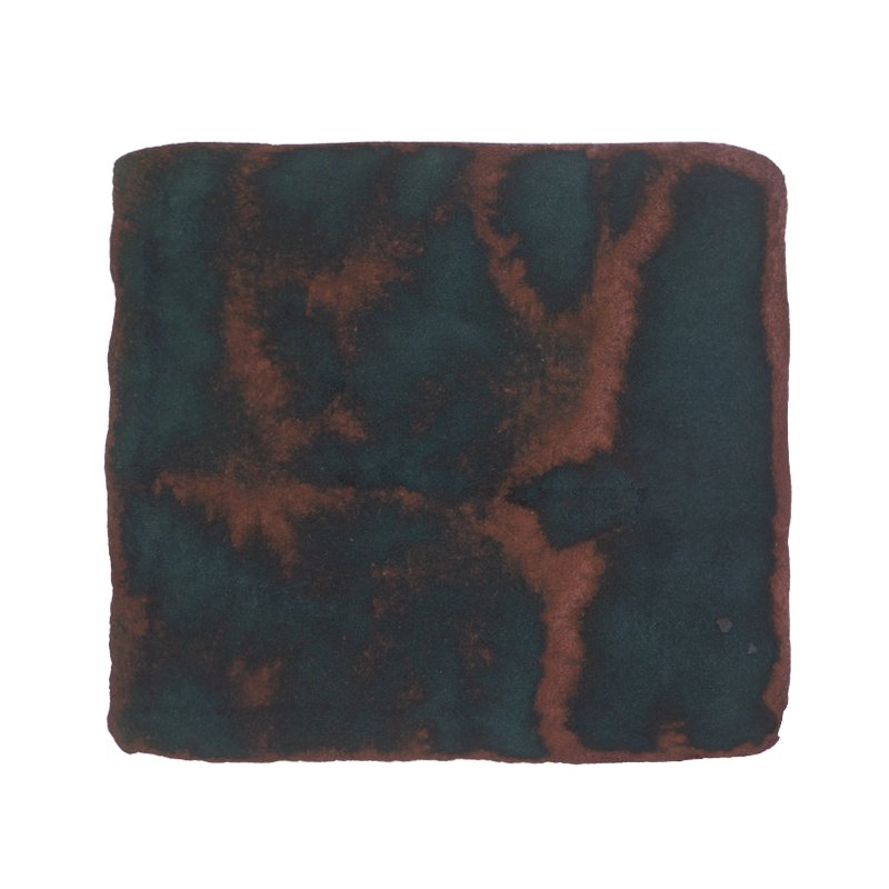 No.1 Rokko Green - 50ml ink swatch shows deep teal-green with rusty-brown veins, mimicking the natural hues of Kobe&