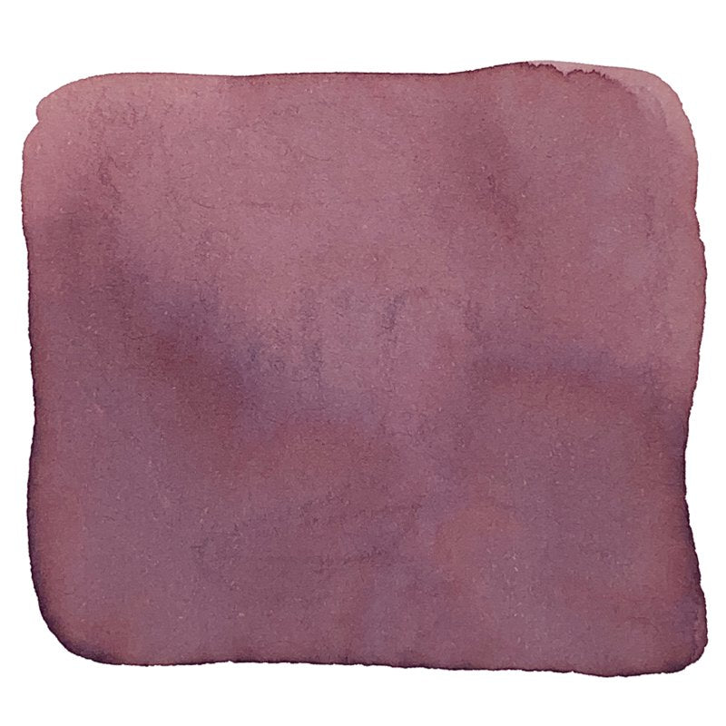 Lady Rose - 85ml watercolor swatch, a muted purple-brown with uneven edges, showcasing subtle tonal variations on paper, reflecting Ferris Wheel Press&