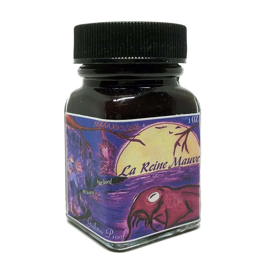 La Reine Mauve - 30ml glass bottle of Noodler’s fountain-pen ink, featuring a purple/mauve label, known for its waterproof, archival quality.