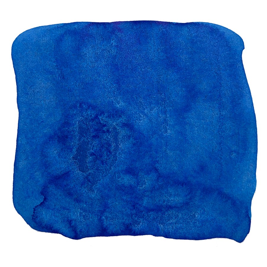 Abstract blue watercolor patch illustrating Noodler's Ink, Legal Blue - 2ml, known for archival quality and waterproof properties, set against a white backdrop.