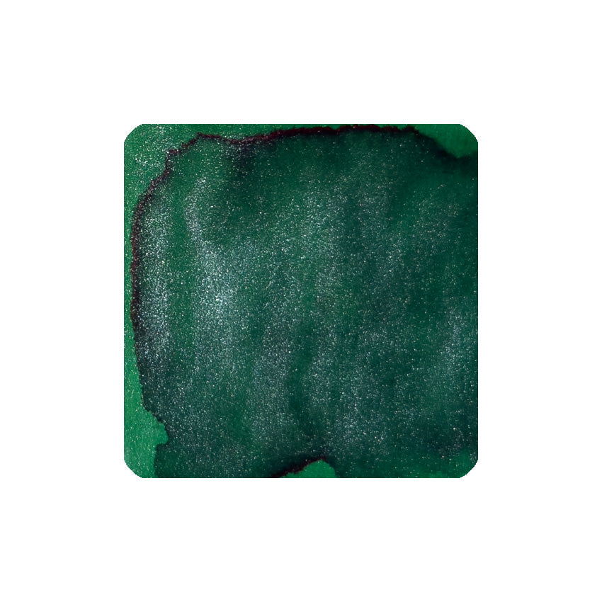 Magical Forest (Shimmer) - 50ml fountain pen ink by Diamine features shimmering deep green with silvery sparkles, ideal for writing enthusiasts and safe for vintage pens.