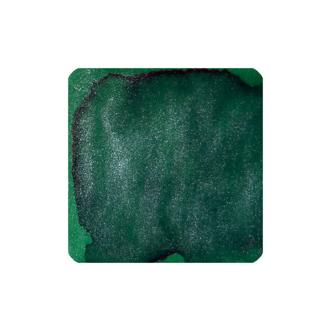 Magical Forest (Shimmer) - 50ml fountain pen ink by Diamine features shimmering deep green with silvery sparkles, ideal for writing enthusiasts and safe for vintage pens.