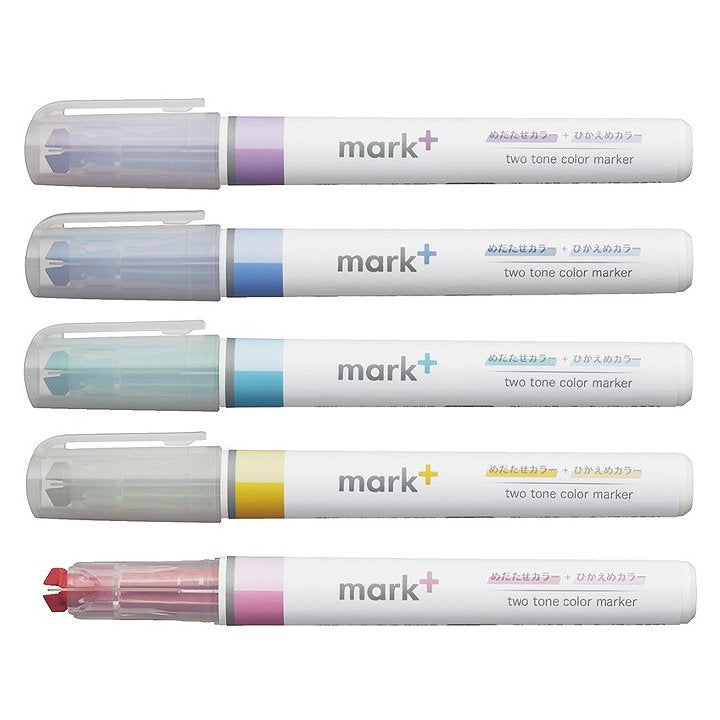 Kokuyo Mark+ Dual Tone Highlighter - 5 Colour Set Highlighters