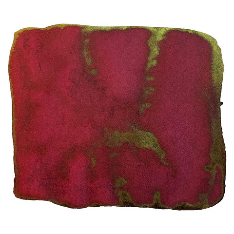 Matador Red - 2ml, an abstract swatch showing red ink with olive-green sheen highlights, representing Bungubox's dye-based fountain pen ink's vibrant color dynamics.