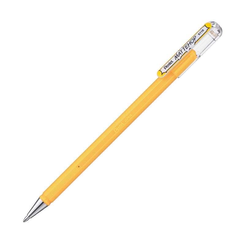 Pentel Mattehop Gel Pen 1.0mm - Matte Yellow Orange Gel Pens
