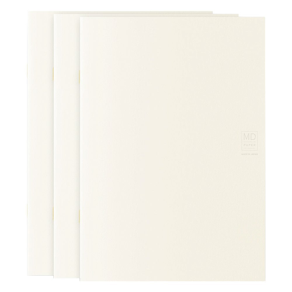 MD Notebook Lite - A5 Lined/Ruled (3 pack) featuring cream covers, Midori logo, 48 pages each, ideal for capturing inspirations with included index stickers.