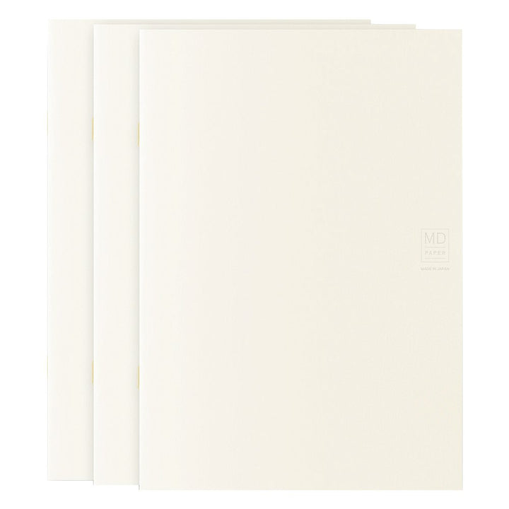 MD Notebook Lite - A5 Lined/Ruled (3 pack) featuring cream covers, Midori logo, 48 pages each, ideal for capturing inspirations with included index stickers.