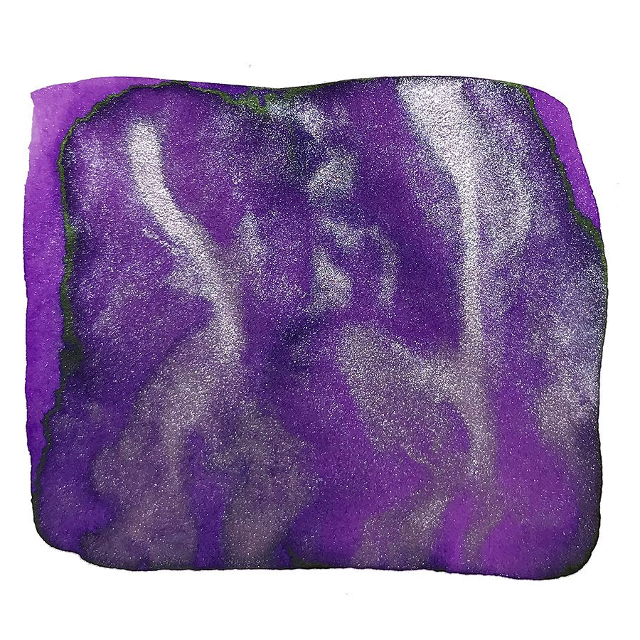 Mooring Qin Huai - 18ml ink swatch, showing deep purple color with silvery shimmer and greenish sheen, inspired by a Tang Dynasty poem.