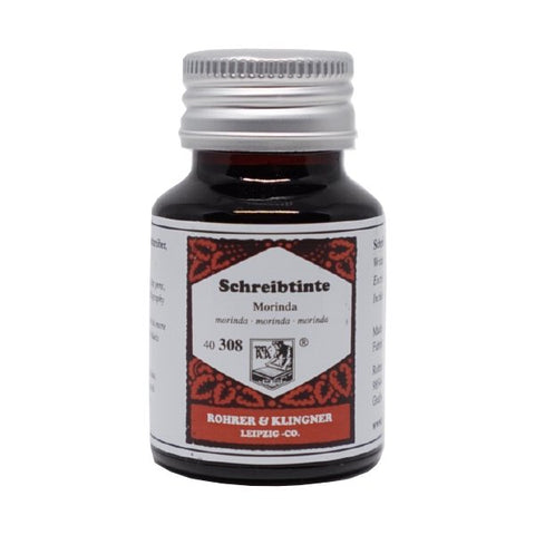 Rohrer & Klingner Morinda - 50ml glass bottle of fountain-pen ink, labeled Schreibtinte Morinda, suitable for dip pens and fountain pens.