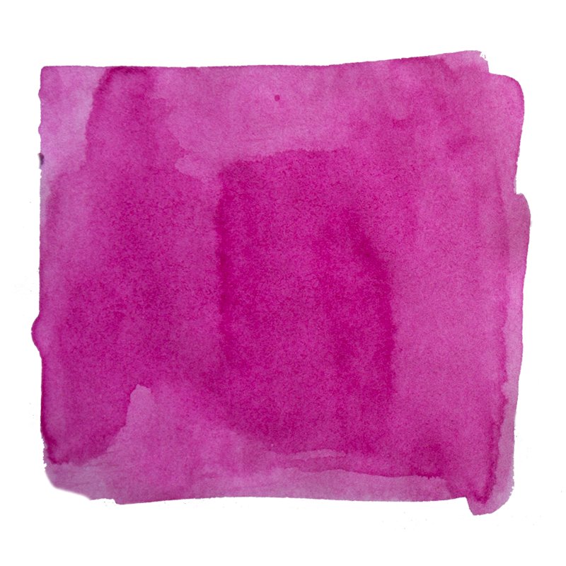 Swatch of magenta-pink watercolor paint, representing Tono & Lims' Nagasaki (Passion) ink, 2ml dye-based, on a white background.