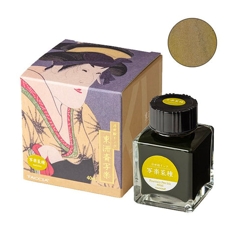 Sharaku-Natane - 40ml fountain-pen ink by Taccia, in a bottle with a traditional Japanese woodblock-print motif box; includes an ink color swatch.