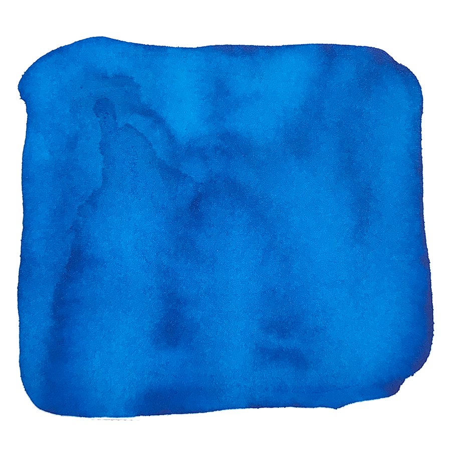 Turquoise of the Mesas - 2ml ink, shown as a bright blue abstract watercolor wash with uneven edges and subtle tonal variations on a white background.