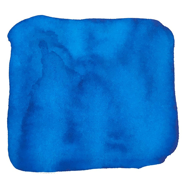 Turquoise of the Mesas - 2ml ink, shown as a bright blue abstract watercolor wash with uneven edges and subtle tonal variations on a white background.