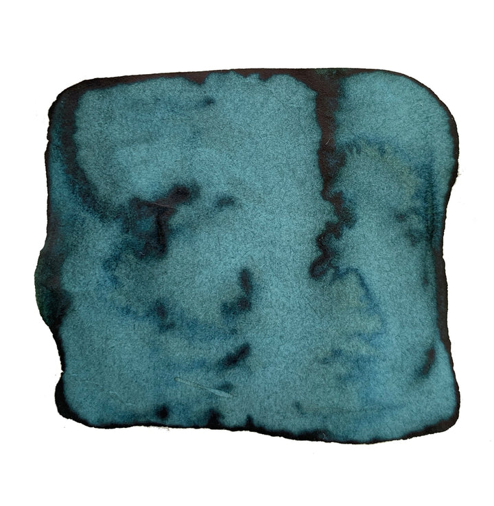 No. 08 Urahairo - 40ml ink swatch, showing a muted teal with darker borders, applied wet and granulated for a textured look.