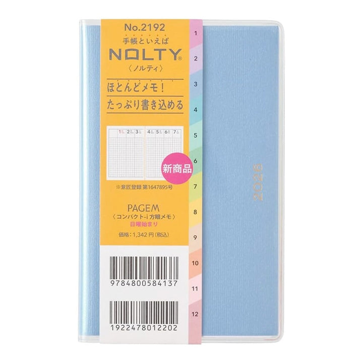 Nolty 2026 PAGEM Weekly Memo Compact - A6 (Sky Blue) Planners