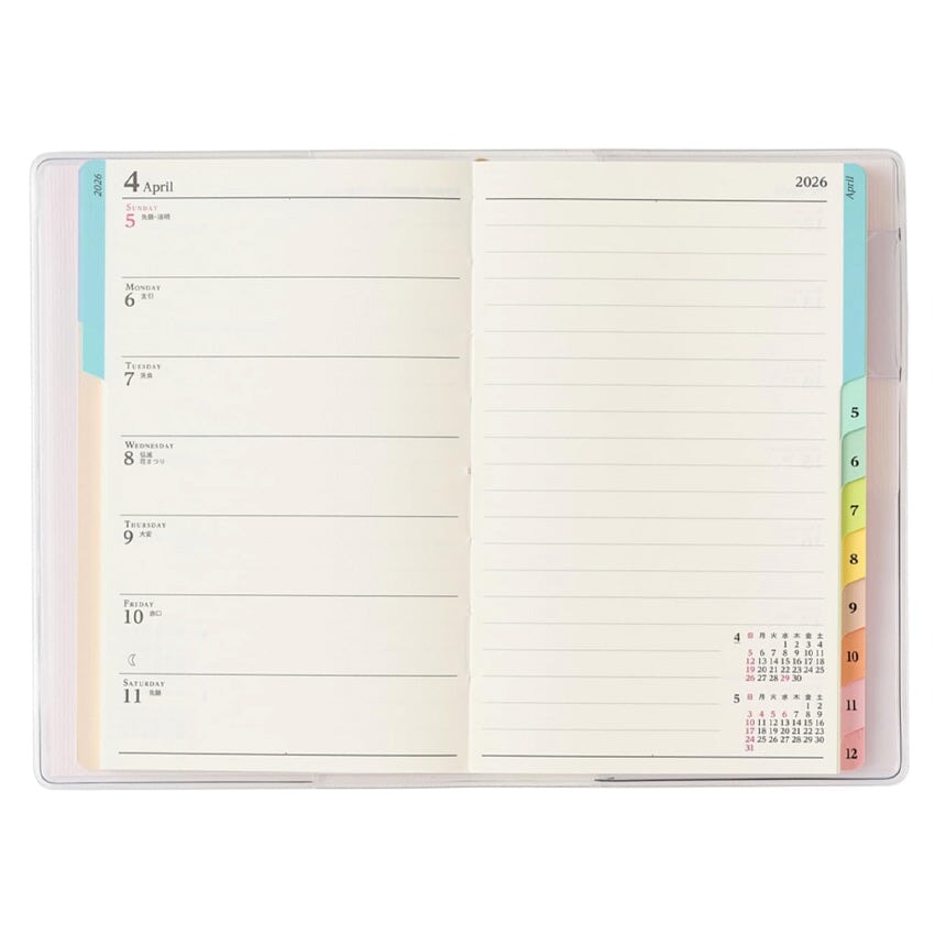 Nolty 2026 PAGEM Left Weekly Horizontal Compact - A6 (Pink) Planners