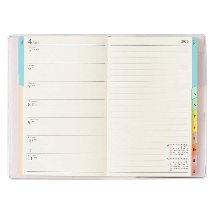 Nolty 2026 PAGEM Left Weekly Horizontal Compact - A6 (Pink) Planners
