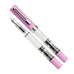 ECO (Pastel Pink) - Fine fountain pen features a translucent barrel, piston-filling mechanism, pink cap, and silver nib, ideal for beginners to seasoned users.