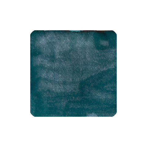 Peacock Flare (Shimmer) - 50ml by Diamine, a teal-green fountain pen ink with a suede-like texture, featuring shimmering particles for elegant writing.