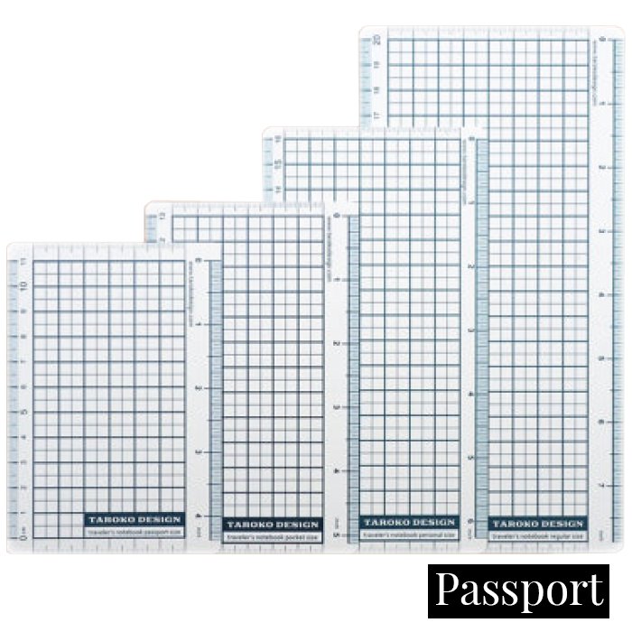 Pencil Board - Passport by Taroko Design: clear, gridded insert pages with ruler edges, fitting various notebook sizes, including Passport, for precise layout work.